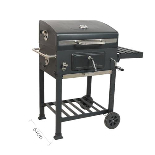 YEWASTI Barrel Charcoal Grill with Temperature Indicator, Large BBQ Grill with Side Shelf for Backyard Cooking, Camping, and Family Gatherings