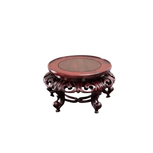 QUANGJN Pcs Plants Saucers Mahogany Carving Crafts Ornament Base Solid Wood Round Flowerpot Vase Buddha Statue Bracket Small Flower Table Plant Pot Saucers,
