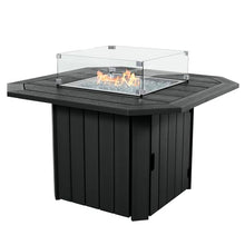 highwood Oasis 40" Fire Pit Table, 50,000 BTU with Glass Wind Guard and Rain Cover, Black