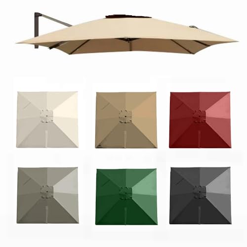 MXJCKSOQ 10'X13' Square Patio Umbrella Canopy - UV Protection 8 Ribs Cantilever Replacement Cover for Garden Outdoor Parasol Top Weather-Resistant Fabric,Khaki-400x300cm(13x10ft)