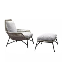KPHYMOD 2 Piece Outdoor Furniture Patio Sofa Set, Outdoor Chairs with Foot Stool and Cushion, for Garden Pool Backyard Yard Porch(Color:Gray)