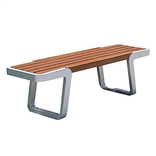 Park Patio Seat Solid Wood Park Chair 62.9 Inch 2 Seat Outdoor Leisure Bench Backless With Durable Stainless Steel Legs And Thickened L