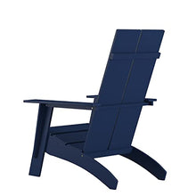 Flash Furniture Set of 2 Sawyer Modern 2-Slat Back Adirondack Chairs - Navy Blue All-Weather Poly Resin Lounge Chairs