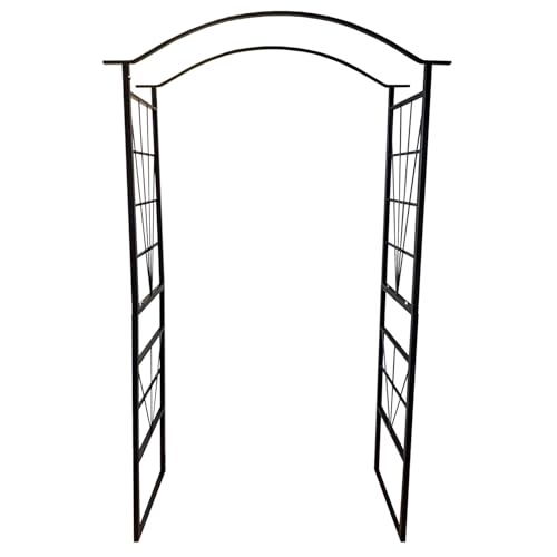 Elegance Garden Arch – Outdoor Metal Arbor Trellis for Climbing Plants, Roses & Wedding Décor – Black Steel Garden Archway (82”H x 46”W x 17.75”D)