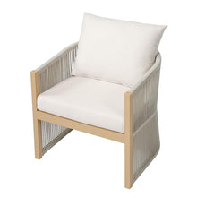 Merax Modern Gray Curved Aluminum Lounge Chair with Stylish Rope-Weave Design and Cushioned Comfort for Indoor and Outdoor Living, Set of 2, Beige+Natural