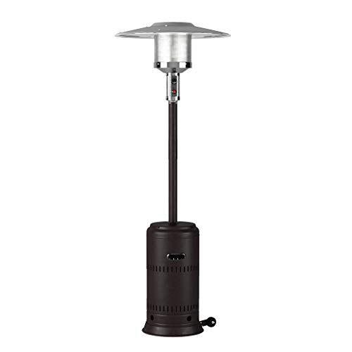 Fire Sense 63717 Performance Series Patio Heater With Wheels 46,000 BTU Output Electronic Ignition System Portable Outdoor Propane Heater For Residential - Espresso