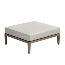 Modway Northlake Teak Outdoor Ottoman in Weathered Gray Pebble – Large Square Patio Footrest with Cushion
