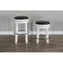 Home Square 24" Wood Backless Swivel Stool in White/Dark Brown - Set of 3