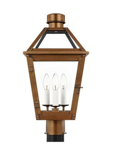 Generation Lighting-Hyannis-3 Light Medium Outdoor Post Lantern-19.75 Inch Tall and 10.5 Inch Wide-Natural Copper Finish