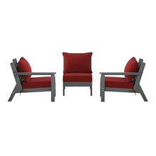 Costaelm Portsmouth Outdoor Patio HDPE Sectional Sofa with Deep Seating Patio Cushions, Gray/Red