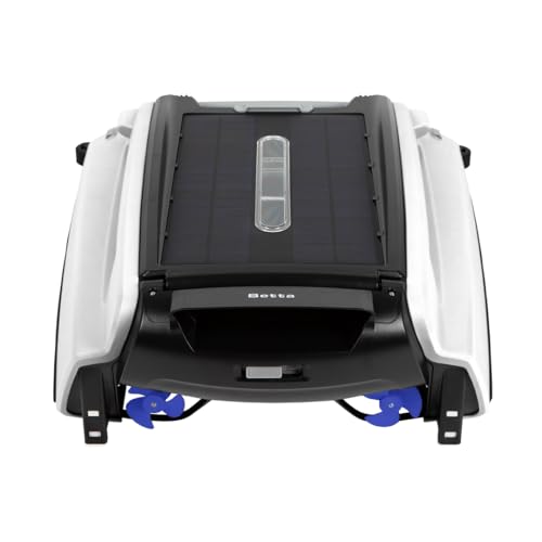 Betta SE Solar Powered Automatic Robotic Pool Surface Skimmer Cleaner with 24/7 Continuous Cleaning Battery Power and Re-Engineered Twin Salt Chlorine Tolerant Motors (White)