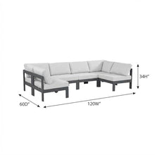Outdoor Escape White Fabric Outdoor Patio Modular Sectional, Weather-Resistant Material, Contemporary Design, Comfortable Back, Seat Heights