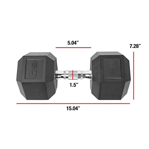 WF Athletic Supply Rubber Coated Hex Dumbbells 90 LB Pair