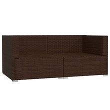Todiikf Patio Loveseat with Cushions, Brown Poly Rattan 2-Seater Outdoor Sofa for Garden Backyard, Modular Wicker Sectional Couch with Steel Frame and Green Pillows, 55.1 Inch Length