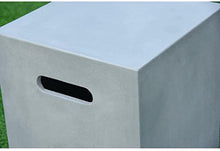 AMS Fireplace | Elementi Square-2 Smooth Light Gray 20 lbs Propane Tank Cover | Concrete GFRC Base | Dimensions: 15.7 x 15.7 x 20 inches | Perfectly Matches with Westport Fire Pit Table.