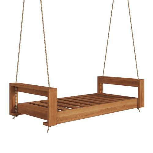 Amish Casual The Lancaster Amish Crafted Porch Daybed Swing, Made in The USA from Kiln Dried Pine (4 Foot, Cedar Stain)