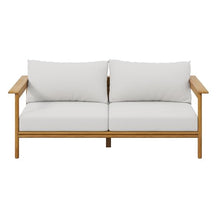 Modway Wren Teak Wood Outdoor Sofa in Natural Sail