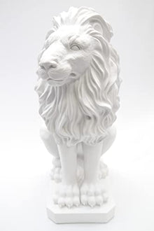 Vittoria Collection 20.5" Pair of Lions Sitting Down Aggressive Statue Figurine Made in Italy Indoor Outdoor Garden Home Decoration