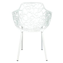 LeisureMod Forest Dining Arm Chairs, Aluminum Indoor and Outdoor Stackable Patio Accent Chair for Dining Room, Living Room, and Poolside- Set of 4, Devon Collection