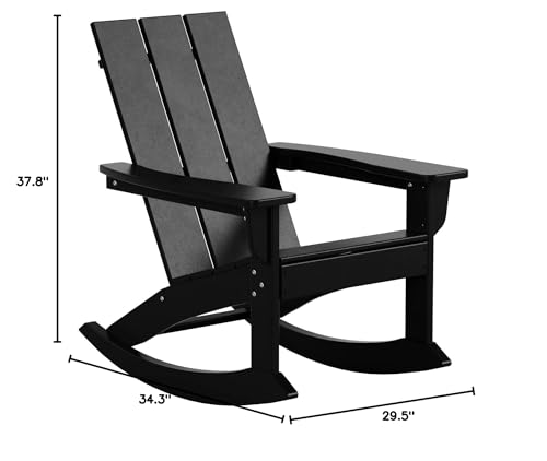 WO WESTIN OUTDOOR Modern 5 PCS HDPE Patio Rocking Chair Set Black