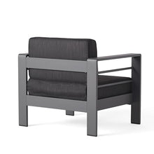 Christopher Knight Home Cape Coral Outdoor Grey Aluminum Club Chairs with Dark Grey Water Resistant Cushions (Set of 4)