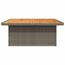 VGLQNRPT Patio Coffee Table with Lift Top, Adjustable Height Garden Dining Table, Poly Rattan and Acacia Wood, Gray, 43.3" x 43.3" x 15.7"/28"
