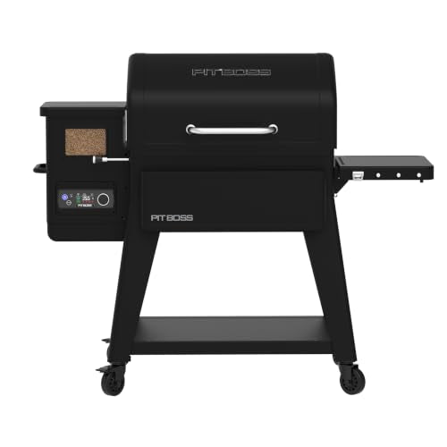Pit Boss Amazon 1300 Pellet Grill with Wi Fi, Grill Cover & Tool Set, Side Shelf, Black Sand Steel Finish, Porcelain Coated Steel Grates, 2 Meat Probes Included