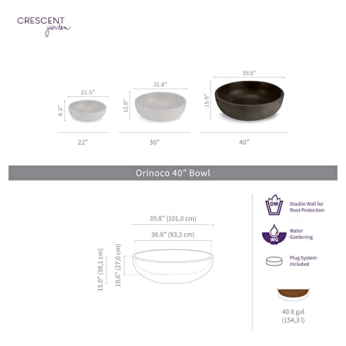 Crescent Garden Orinoco Double-Walled Plant Bowl 40-Inch Weathered Concrete