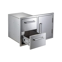 WHISTLER 33" x 22" Double Drawer and Door Combo for Outdoor Kitchen BBQ Island Stainless Steel Door and Outdoor Kitchen Drawer, Paper Holder Included