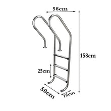 Swimming Pool Escalator, Stainless Steel Swimming Pool Special Non-Slip Ladder, 3-Level Non-Slip Water Ladder, Suitable for Indoor and Outdoor, Without pre-Embedded/Silver / 50cm