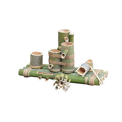 GenSDH Water Features for The Garden Bird Bath Bamboo Fountain Bamboo Pipe Filtration and Pumping, Scenic Water Circulation System Water Feature Bamboo Raft Length 55Cm