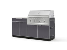 NewAge Products Classic Series 4PC Aluminum Slate Gray Modular Outdoor Kitchen Set with 40" Performance Grill NG - 24"D x 72"W x 47.5"H