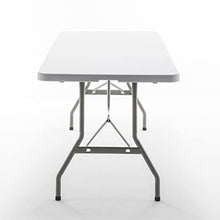 BTEXPERT Set of 10, Fold-in-Half Folding Utility Table 6 Feet 72" x 29.5" Lightweight Portable Carrying Handle Indoor Outdoor Picnic Camping Office Home Party Wedding Event White