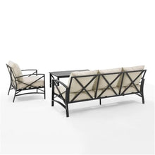 Afuera Living 3-Piece Metal Outdoor Sofa Set, Steel Construction, Oil Rubbed Bronze Finish, Oatmeal Cushions, Includes Sofa, Chair, Coffee Table, Weatherproof Material, Seating for 4, Patio