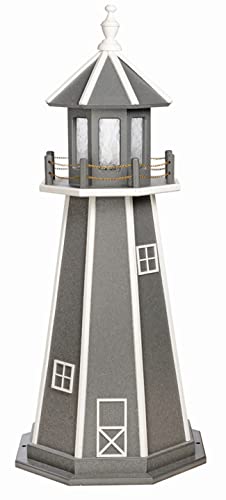 4' Standard Dark Gray and White Hybrid Lighthouse, Standard Lighting