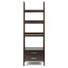 SIMPLIHOME Sawhorse 24" Solid Wood Ladder Shelf Dark Chestnut Brown