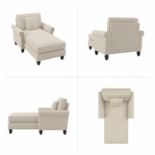 Bush Furniture Chaise Lounge Chair with Arms, Coventry Collection, Cream Herringbone