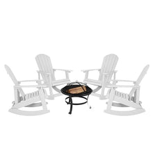 EMMA + OLIVER 4 Marcy Adirondack Rocking Chairs & Fire Pit Set White