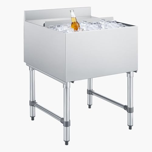 VEVOR Commercial Ice Bin, 79.9 Qt Max Capacity, 24 x 24 x 33 Inch Stainless Steel Ice Chest with Sliding Lid, 24H Long-Lasting Insulation, Cooler Cart Cocktail Unit for Bar Restaurant Pub, NSF