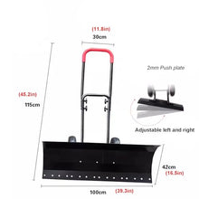 DRemdo Snow Shovel with Wheels for Driveway, 39.3" Wide Metal Snow Pusher Plow for Snow Removal, Heavy Duty Wheeled Push Snow Shovel Ergonomic Angle & Height Adjustable for Garden Pavement