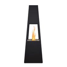 Real Flame Ferro 70" Chiminea Outdoor Propane Fire Pit with Hidden Propane Tank Storage, 50,000 BTU Gas Fireplace, Firepit with Storage Cover.