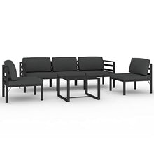 KTHLBRH 6-Piece Modular Garden Lounge Set Charcoal Aluminum Frame with Polyester Foam Filled Cushions for Outdoor Patio Balcony Flexible Seating Arrangement Weather Resistant
