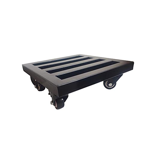 GenSDH Plant Caddy Plant Pallet Caddy with Wheels - 150Kg Hold Capacity - Metal Flower Herbs Holder - Black 40X40Cm - Garden Flower Pot Rack Trolley - Patio Shelves,Black,40x40cm