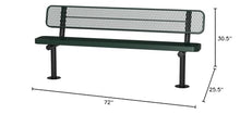 COATEDOUTDOORFURNITURE Bench, Green, Expanded, 6Ft, with Back, Surface