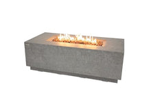 ELEMENTI Andes Propane Gas Fire Pit Table | Rectangular Concrete Fireplace with Concealed Propane Tank Storage Drawer | Electronic Ignition | Light Gray