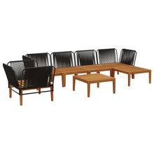 Molumvel 7 Pcs Garden Lounge Set, Solid Acacia Wood Outdoor Sofa Furniture with Rope Backrest and Cushions, Modular Patio Seating for Backyard, Terrace, Garden