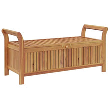 LKJephalotrope 2-Seater Acacia Wood Garden Storage Bench with Cushion