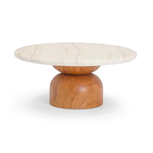 Tov Furniture Cynthia Travertine Concrete Indoor/Outdoor Coffee Table