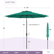 Midtown Umbrellas Lean - 8 Ft Patio Umbrella, Canvas Teal Canopy