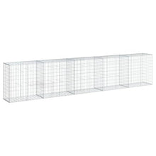 vidaXL Gabion Basket with Cover - Galvanized Iron Wire, Outdoor Cage, Retaining Wall, Privacy Screen, 196.9"x19.7"x39.4"